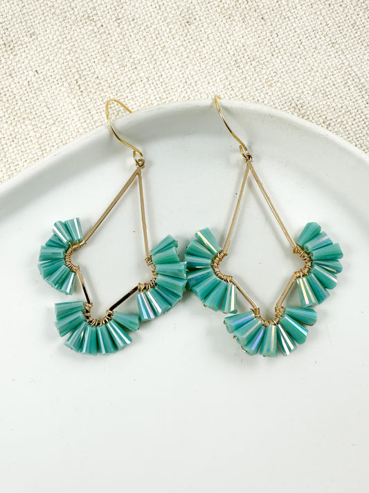 Faceted Shimmer Earrings, Mint