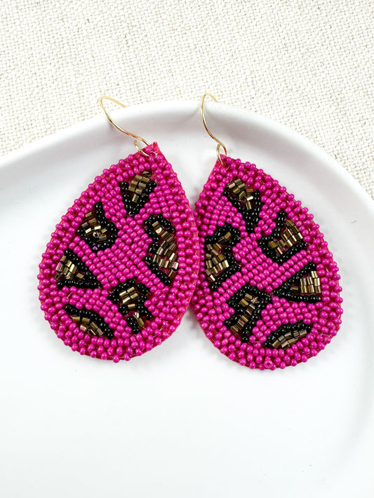 A Bit of Drama Earrings, Fuchsia