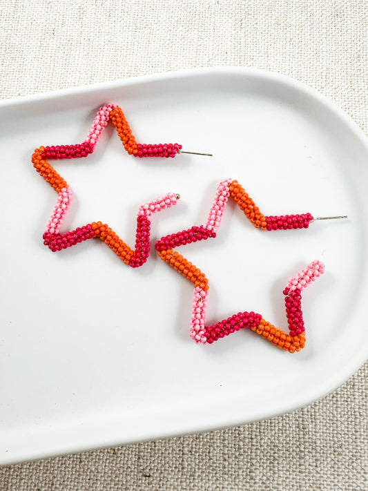 Star Struck Hoops, Pink & Orange