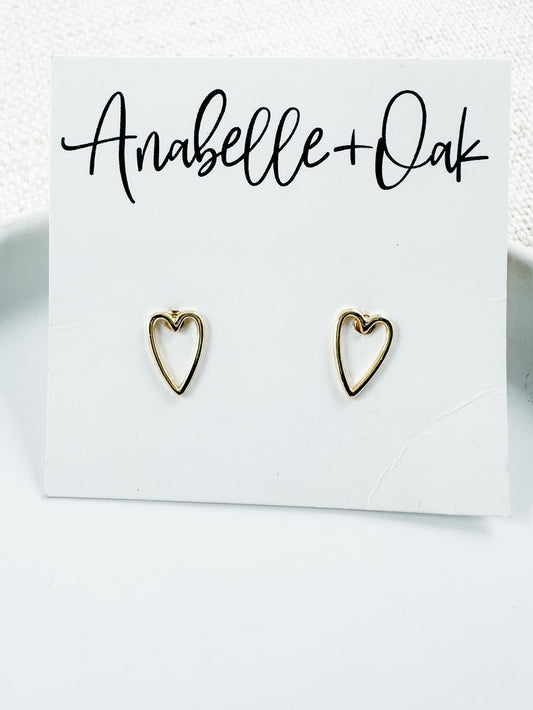 A Piece of My Heart Studs, Gold