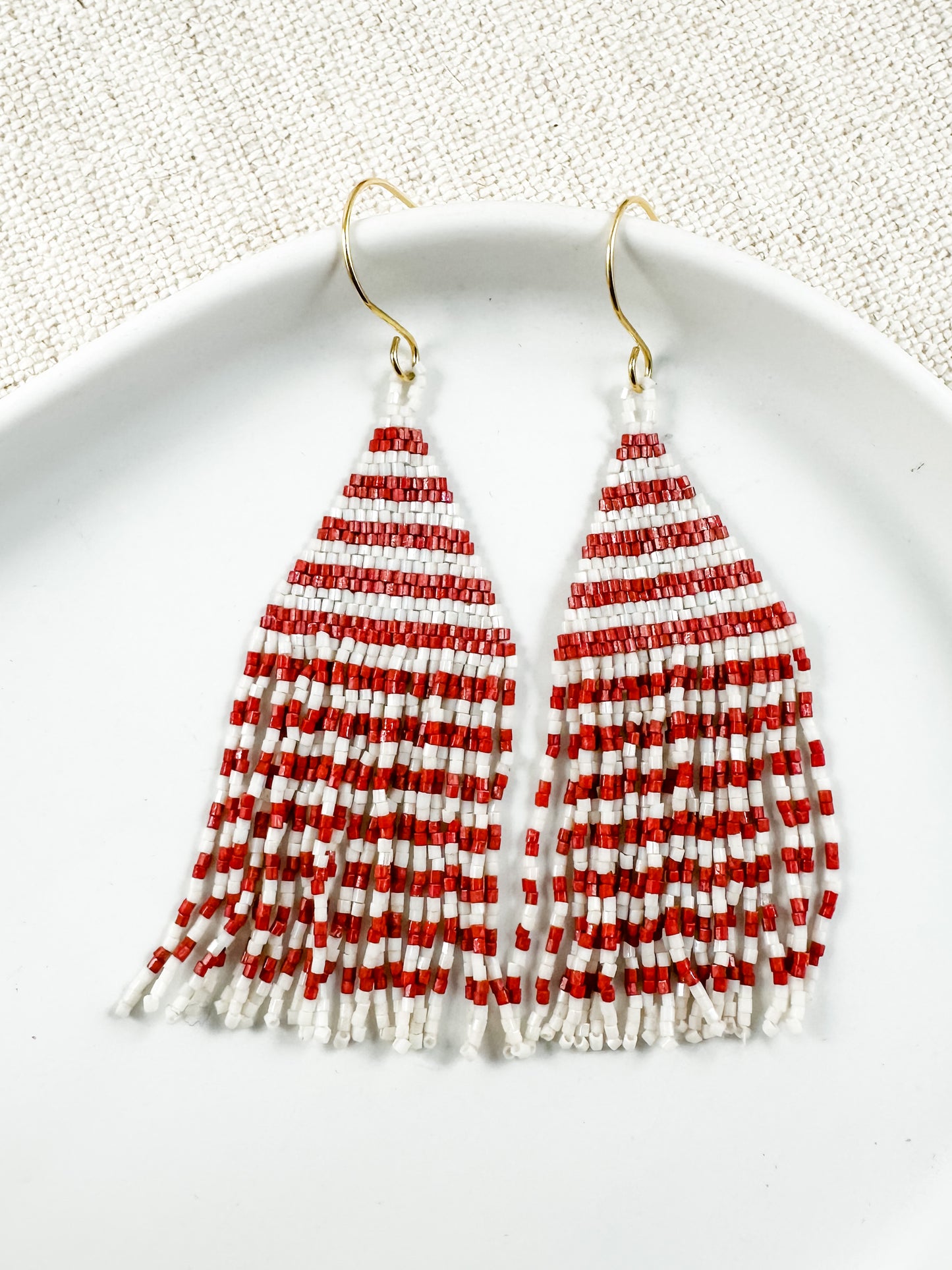 Tumbleweed Tassel Earrings, Red & White