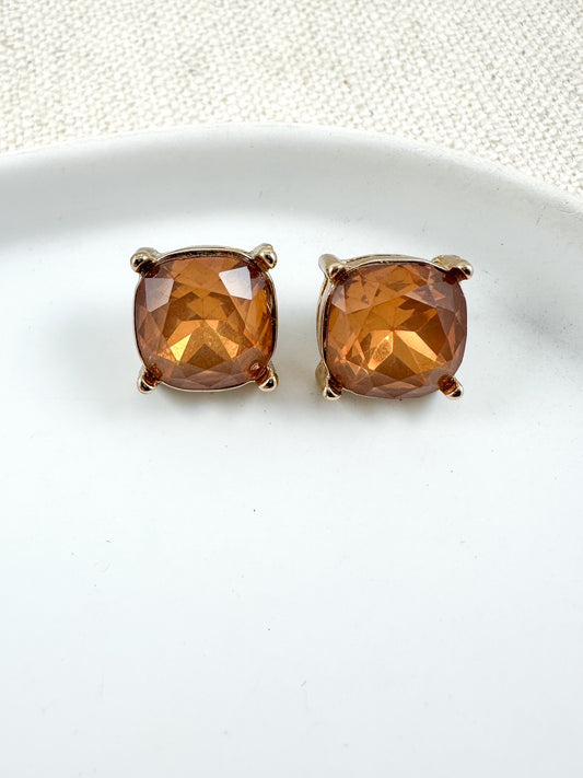 Opal Frost Studs, Amber