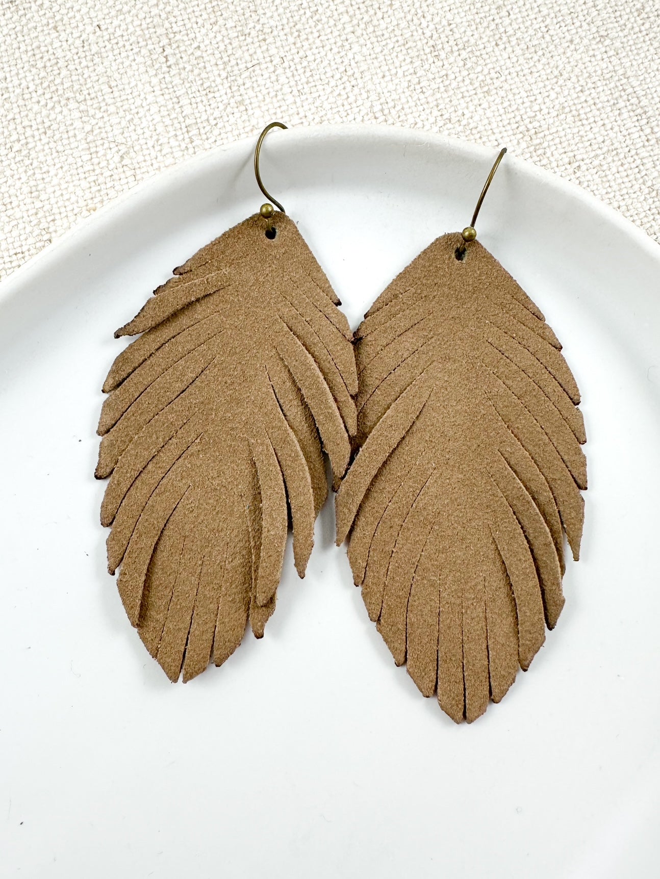 Taupe Feather Earrings