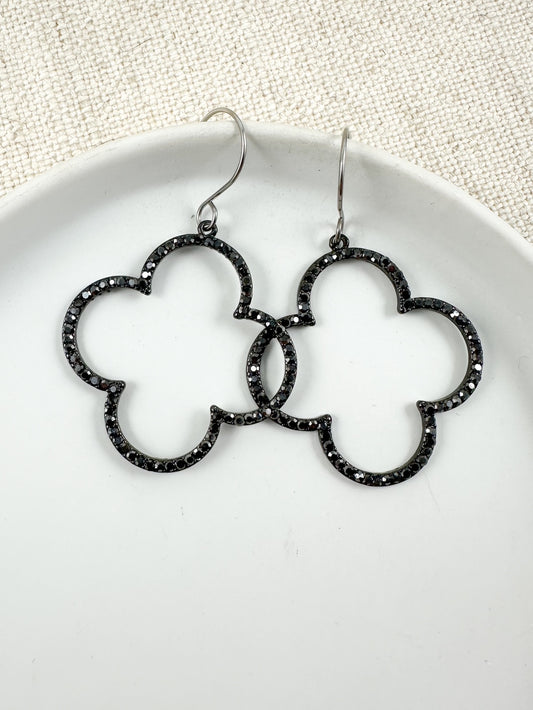 Onyx Clover Earrings