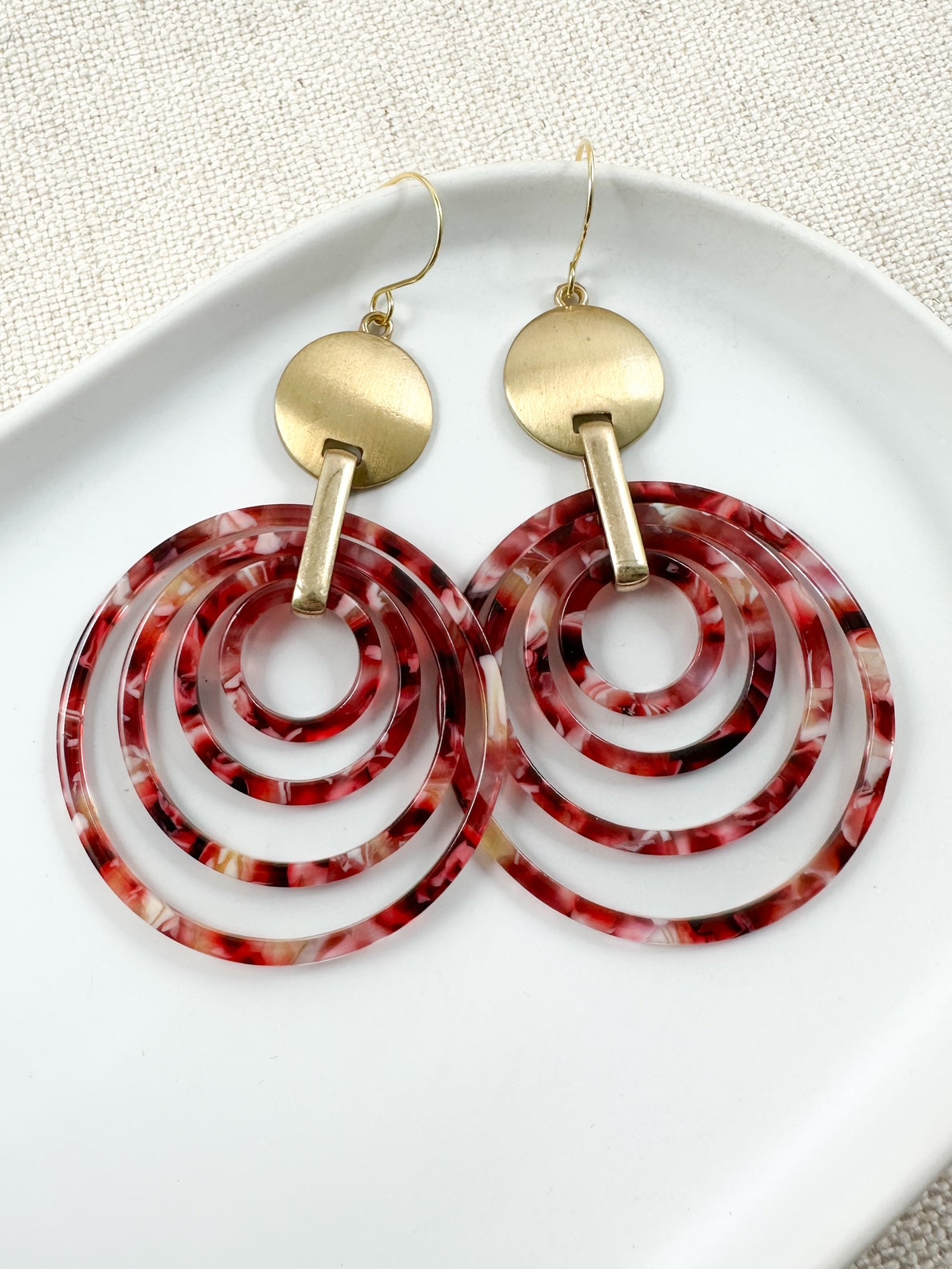 Mod Hoop Earrings, Maroon