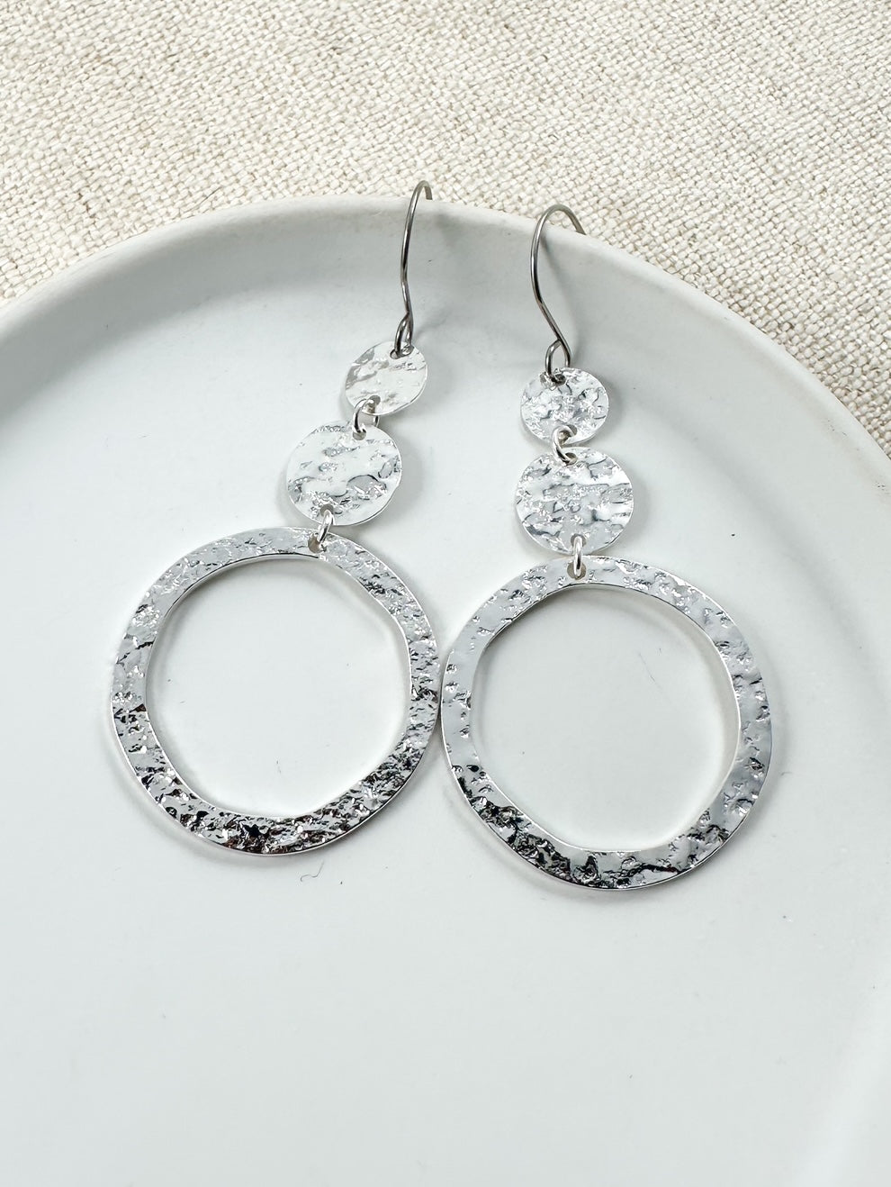 Gilded Halo Earrings, Silver