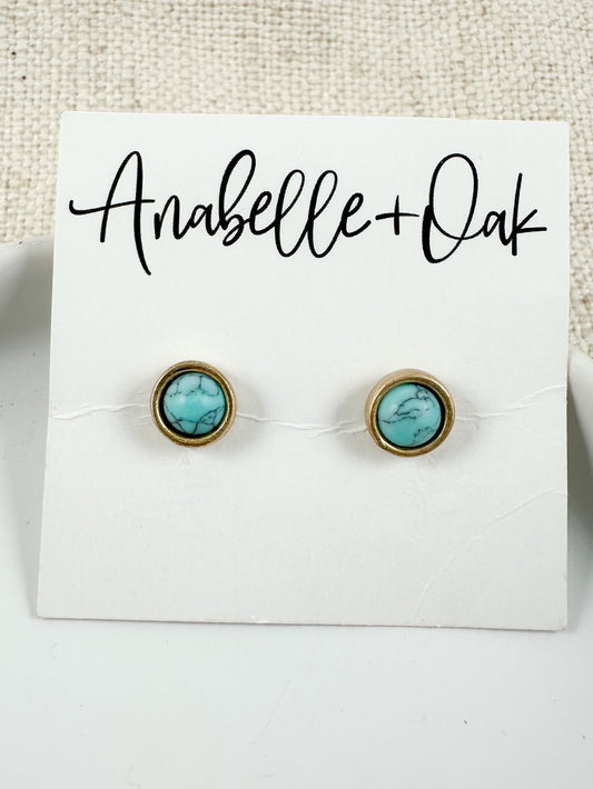 Driftstone Studs, Turquoise