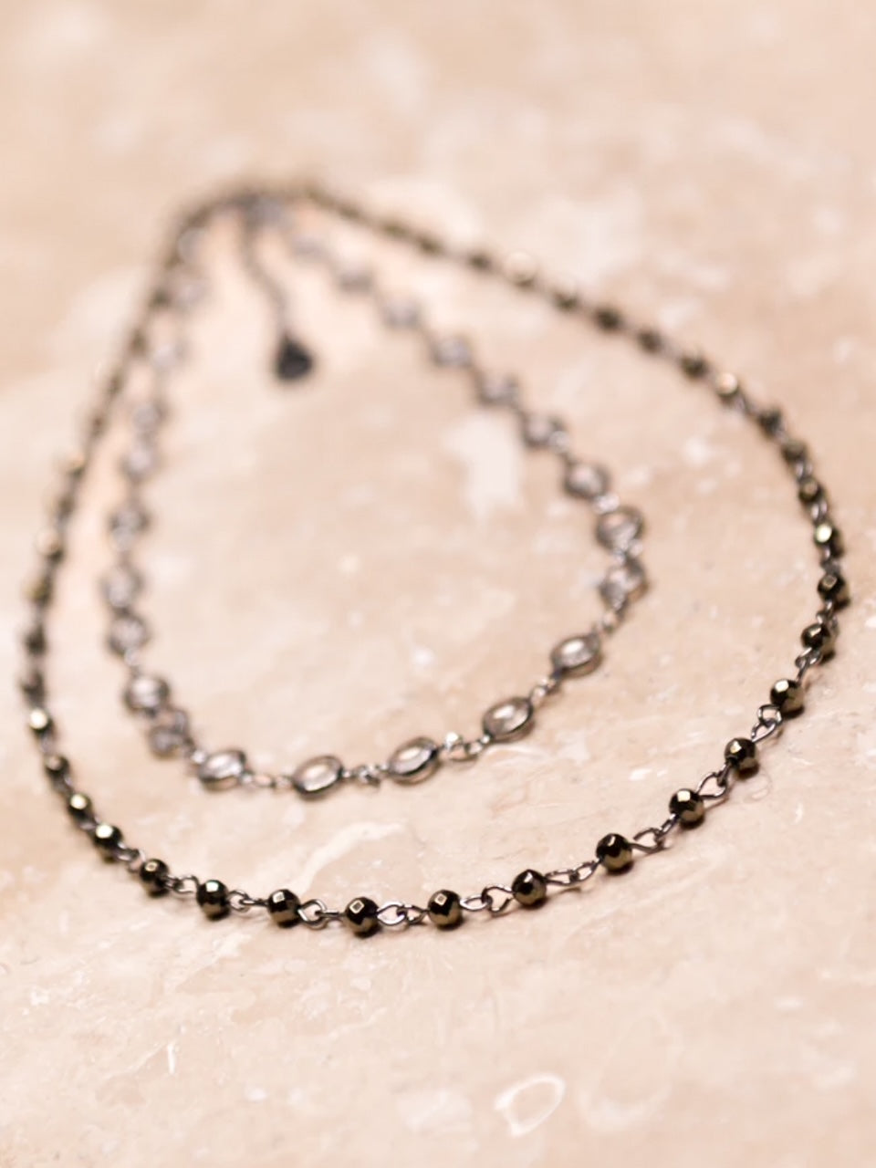 Shadow & Light Necklace, Clear & Hematite