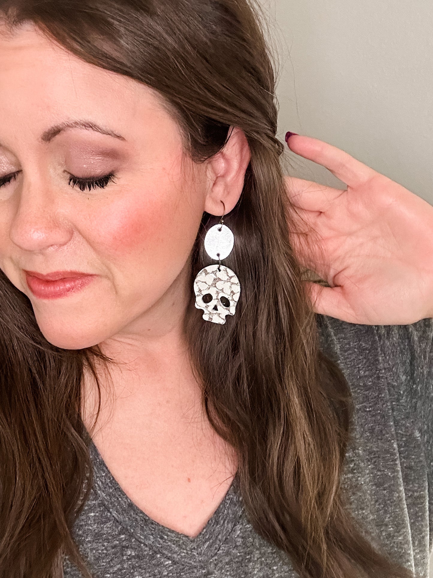 Silver Shadow Skelly Earrings