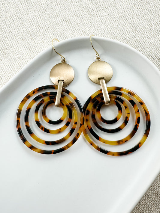 Mod Hoop Earrings, Brown Tortoise