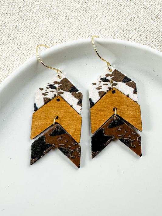 Prairie Breeze Earrings, Cow Print