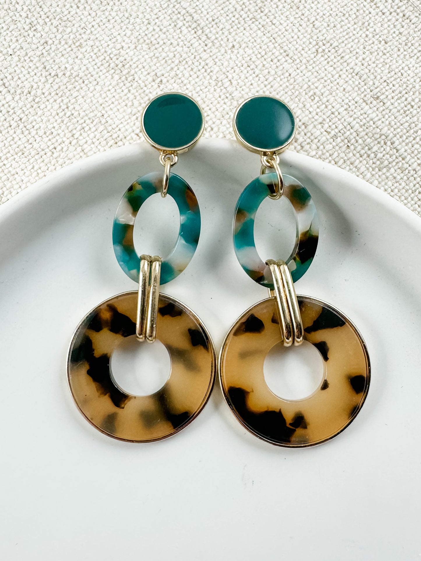 Mod Mosaic Earrings, Peacock