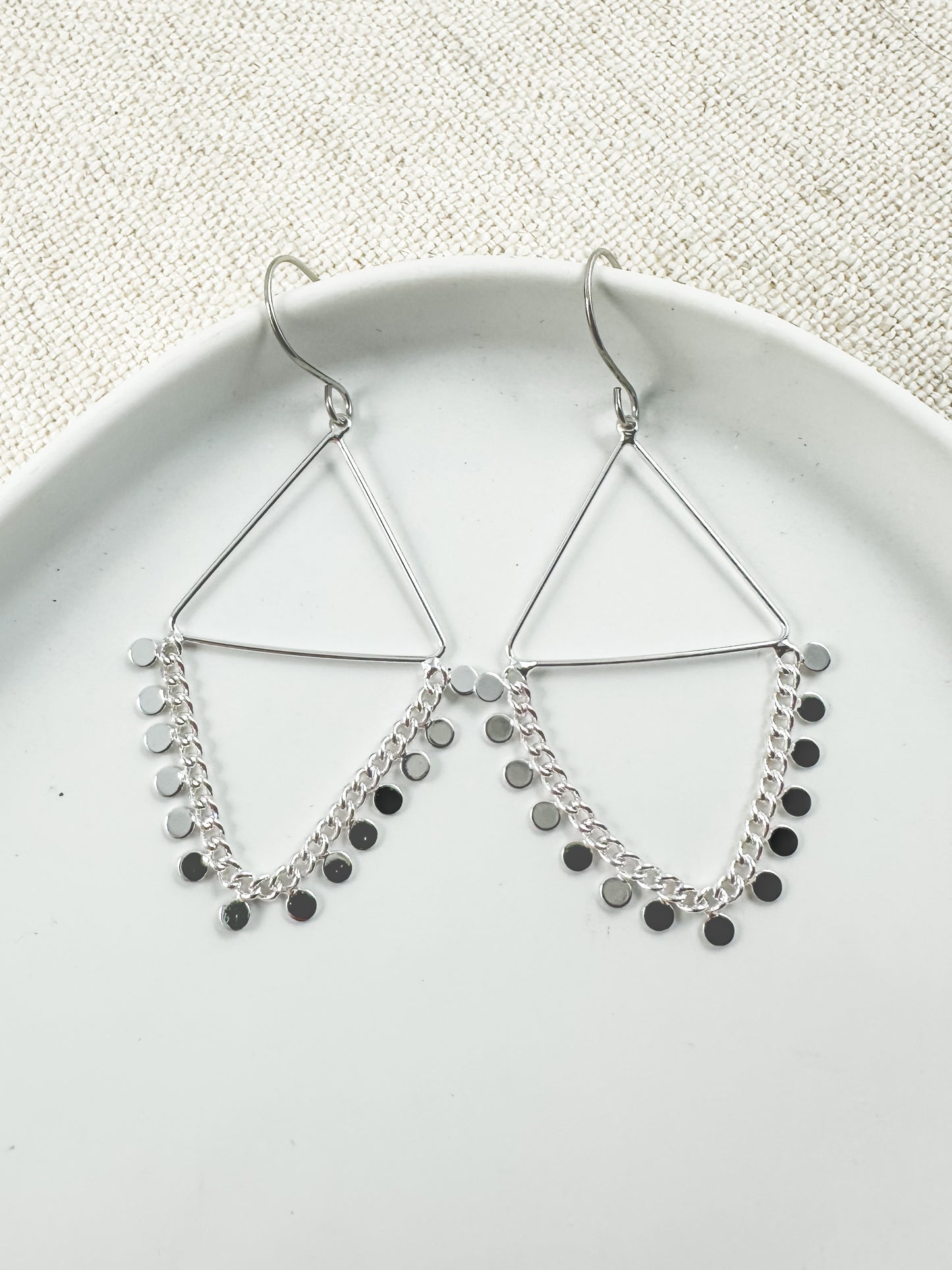 Chainlink Charm Earrings, Silver