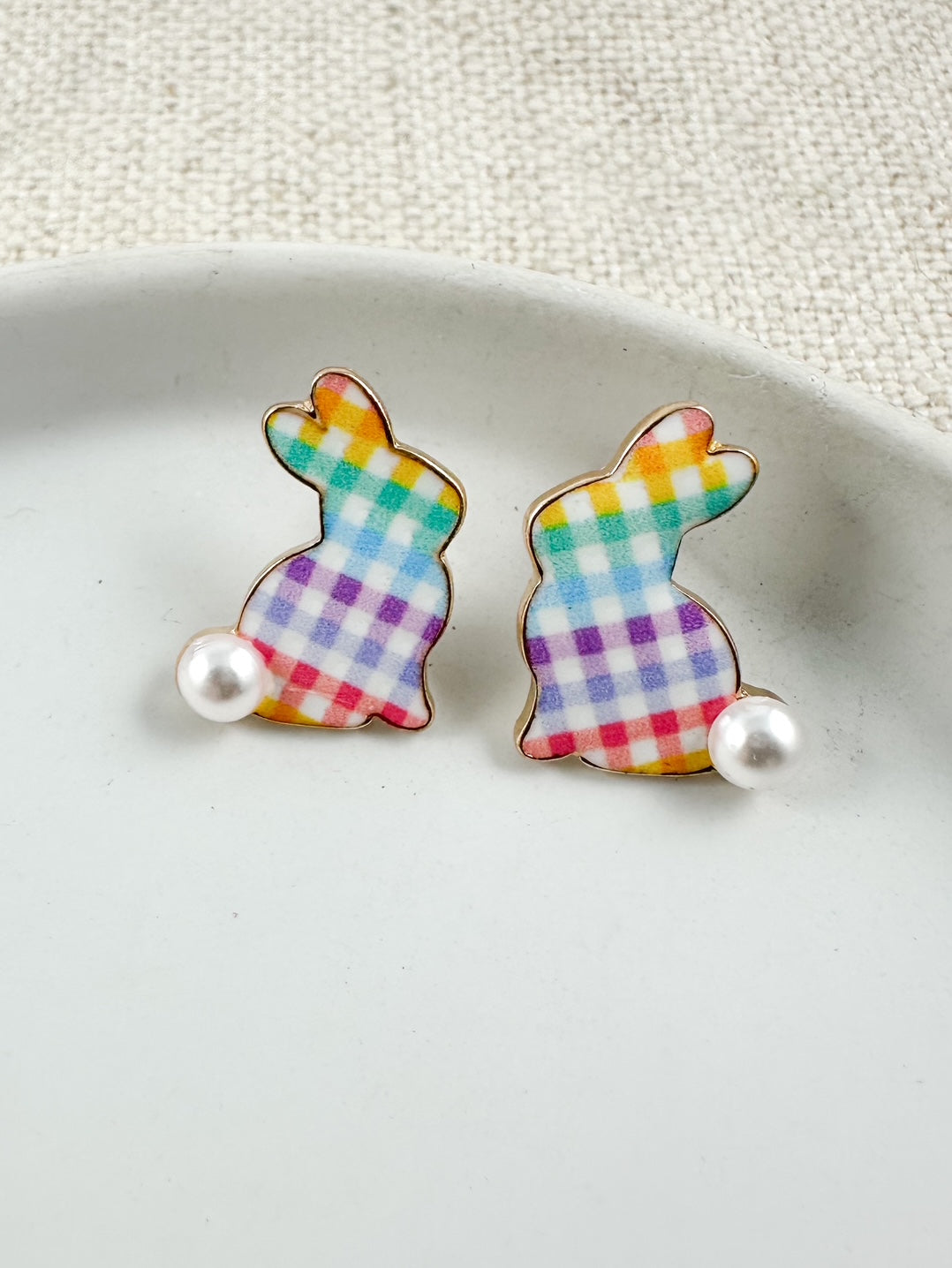 Bunny Hop Studs, Multi Plaid