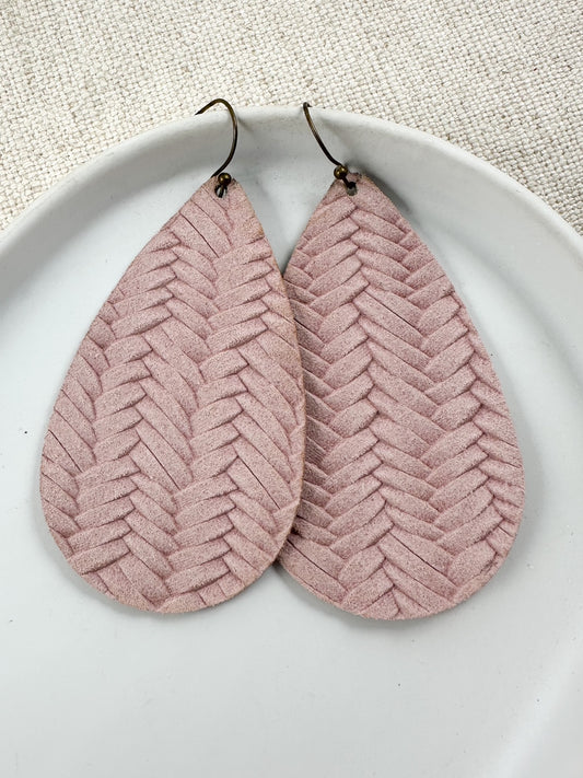 Blush Pink Braided Teardrop Earrings