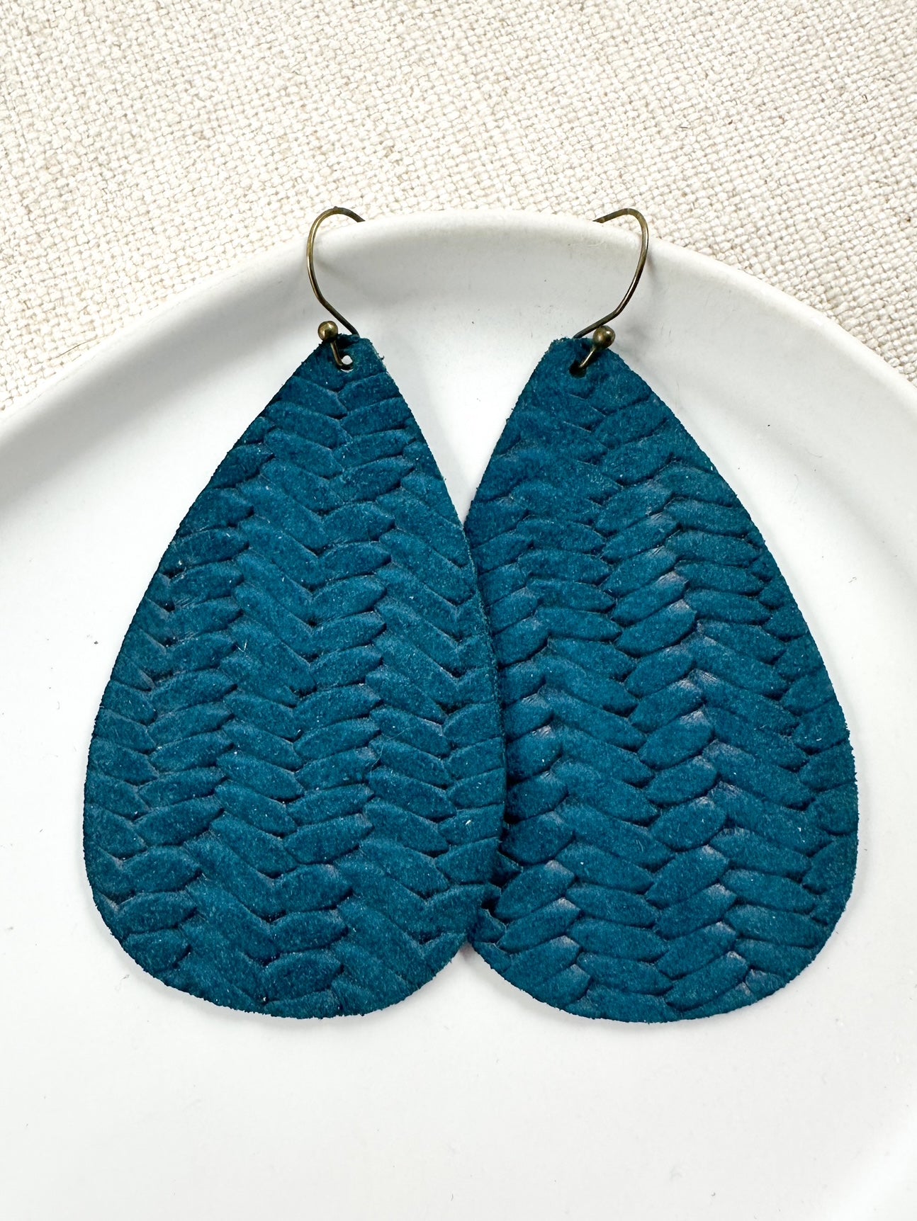 Peacock Blue Braided Teardrop Earrings