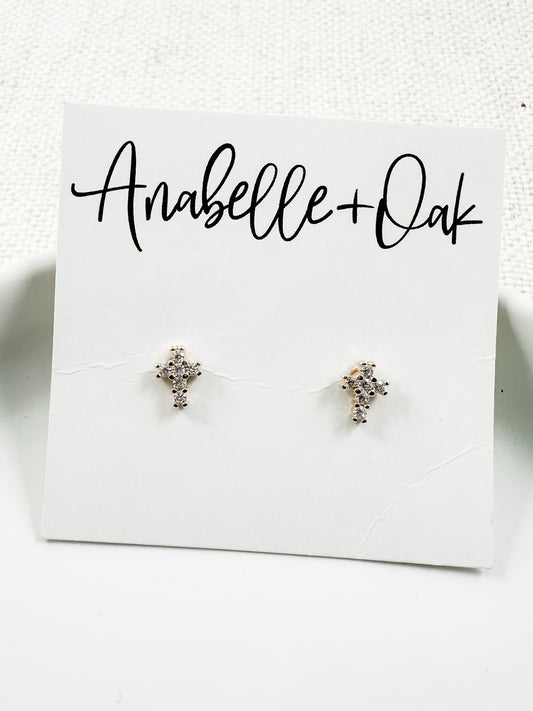 Simple Cross Studs, Gold