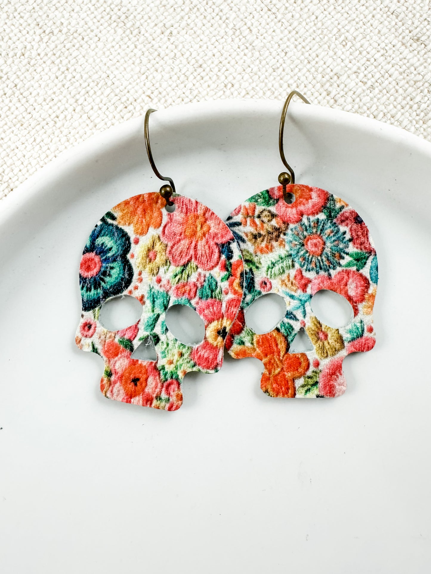 Wildflower Skull Earrings