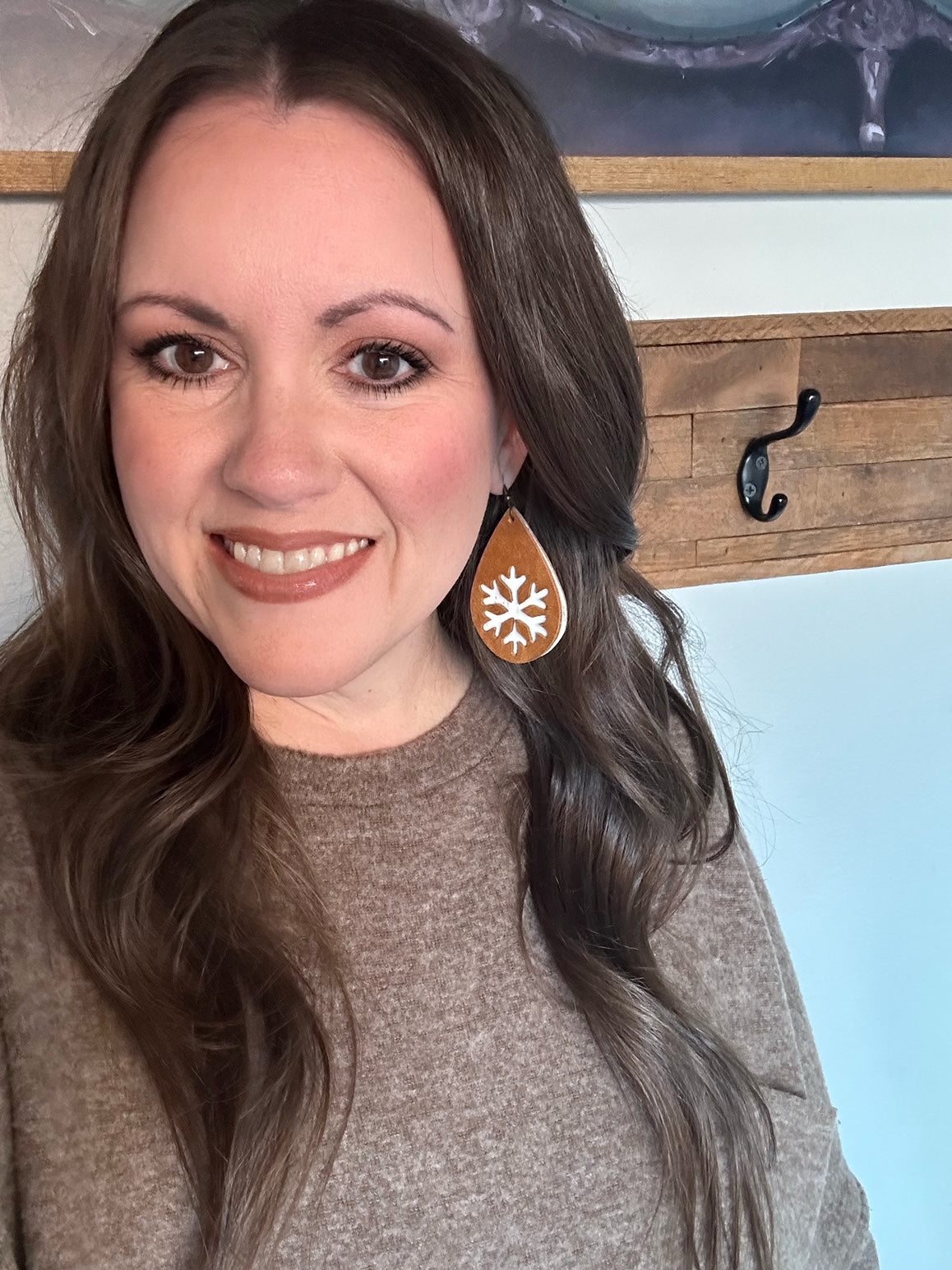 Iced Amber Snowflake Earrings