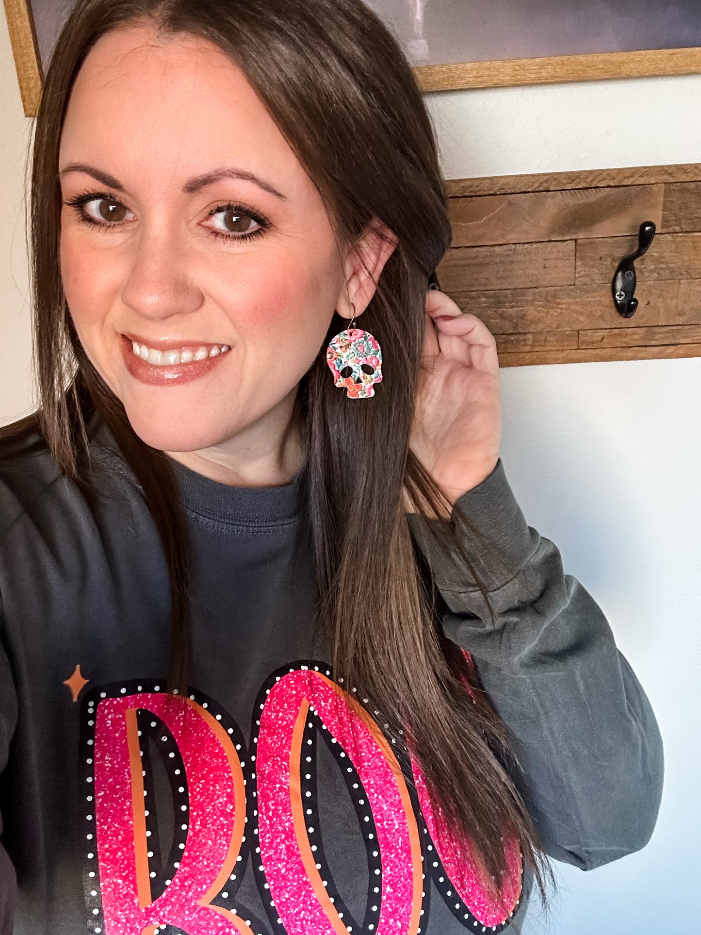 Wildflower Skull Earrings