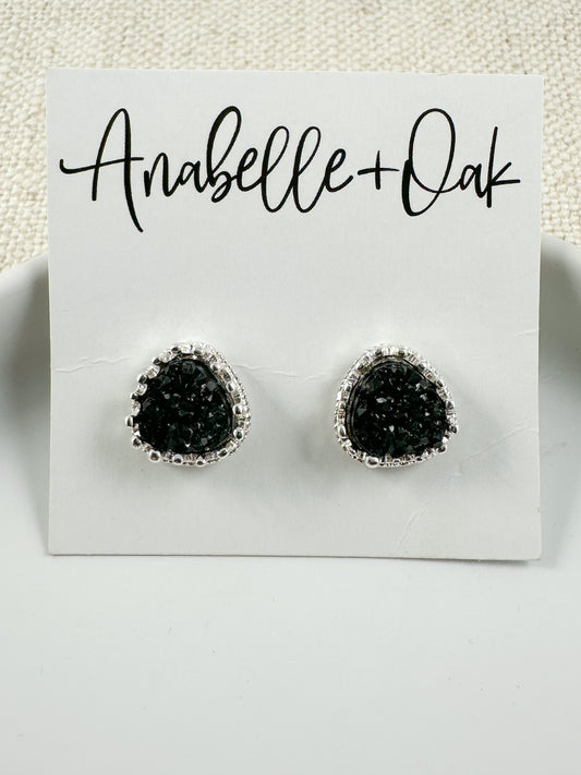 A Bit Flirty Druzy Studs, Black