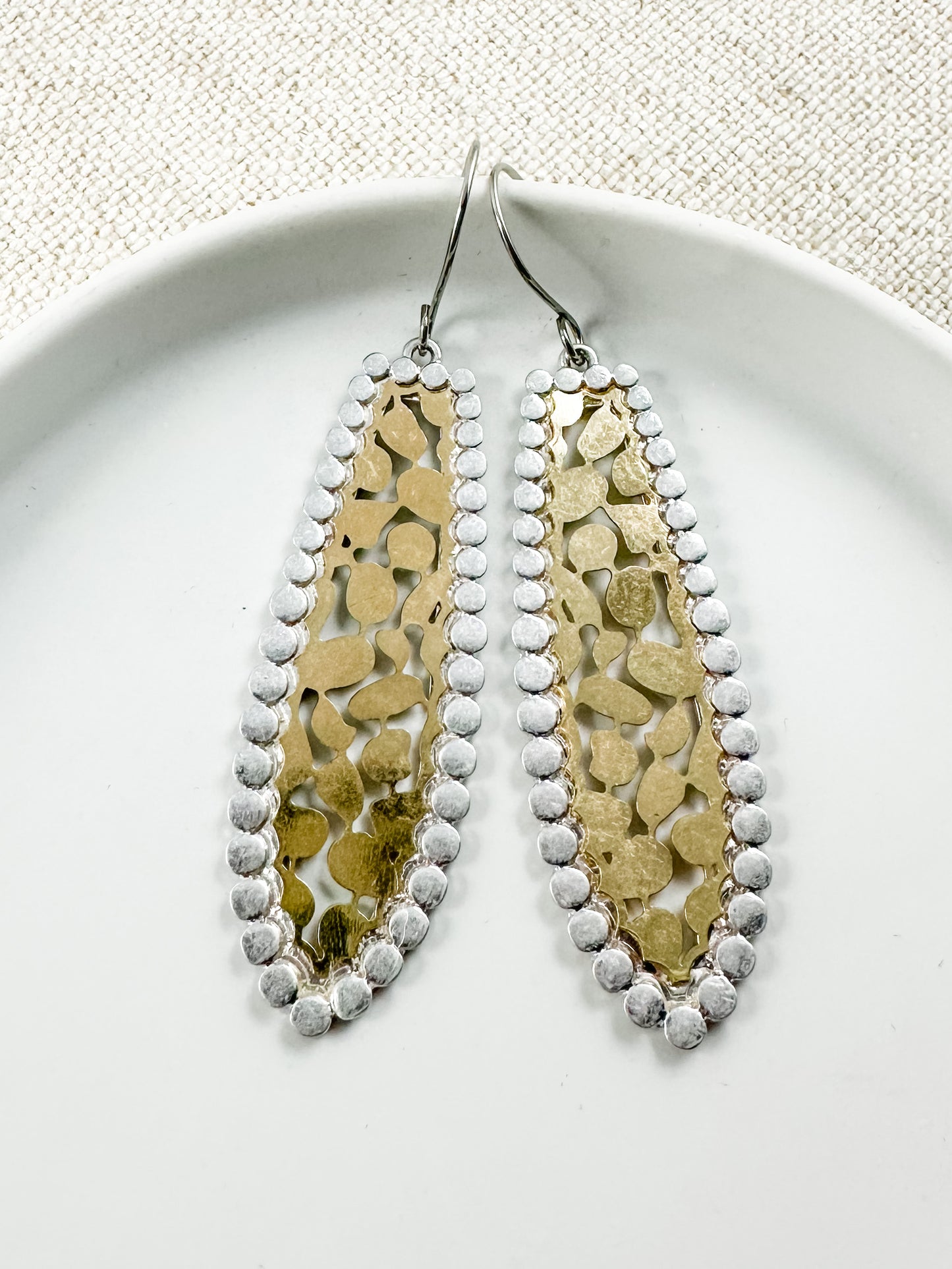 Halo & Lace Earrings, Silver & Gold