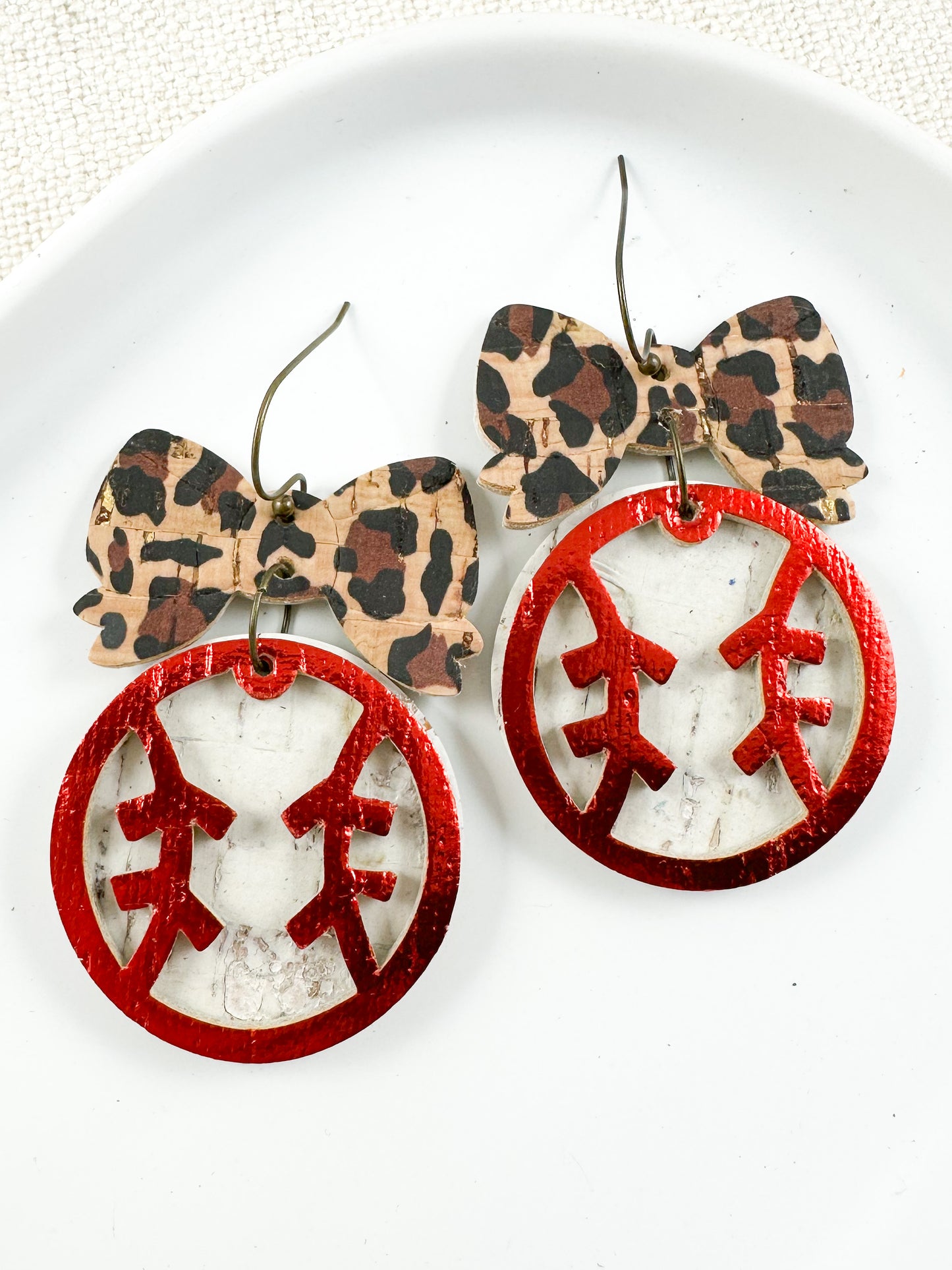 Baseball  & Bows Earrings