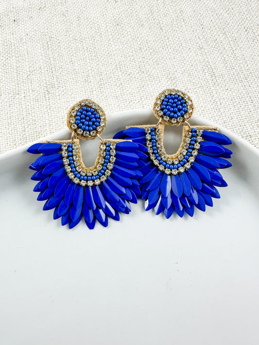 Regal Petal Earrings, Cobalt Blue