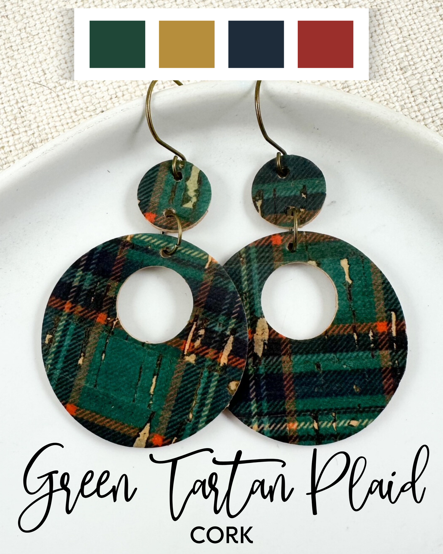Green Tartan Plaid Cork