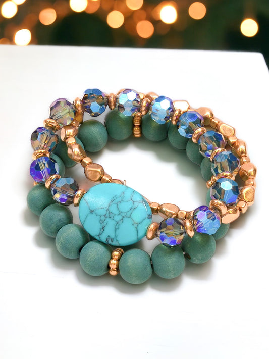 Comfy Chic Bracelet Set, Turquoise