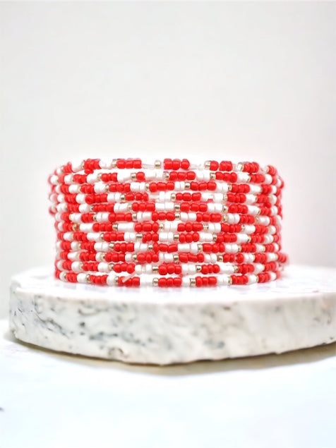 Game Day Bracelet, Red & White