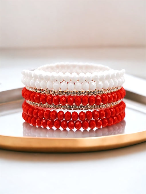 Feisty & Fun Bracelet Set, Red & White