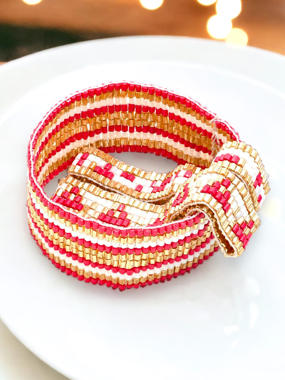 These Colors Never Run Bracelet Set, Red & Gold