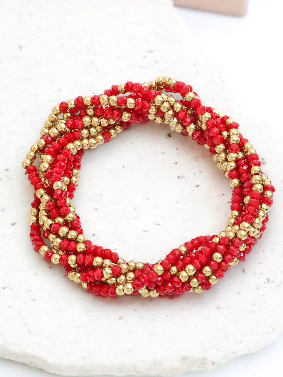 Call Me Bracelet Set, Red & Gold