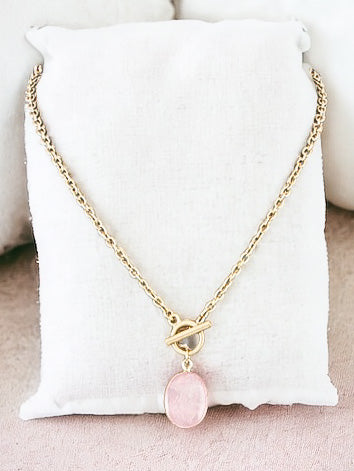 Hear Me Out Necklace, Rose Quartz