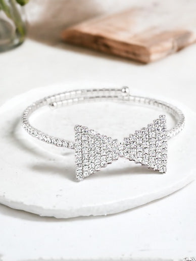 Tie It With a Bow Cuff Bracelet, Silver