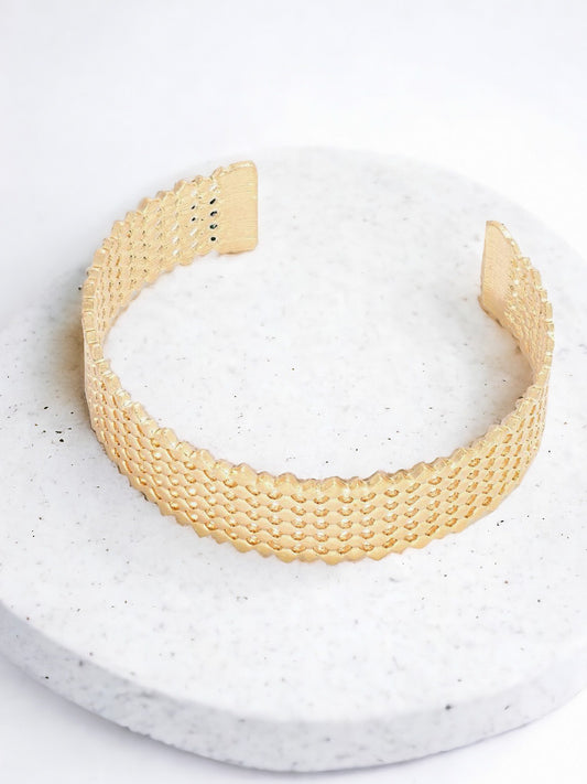 Basket Weave Cuff Bracelet, Gold