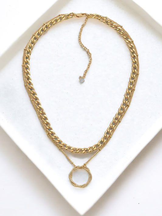 Circle Stack Necklace, Gold