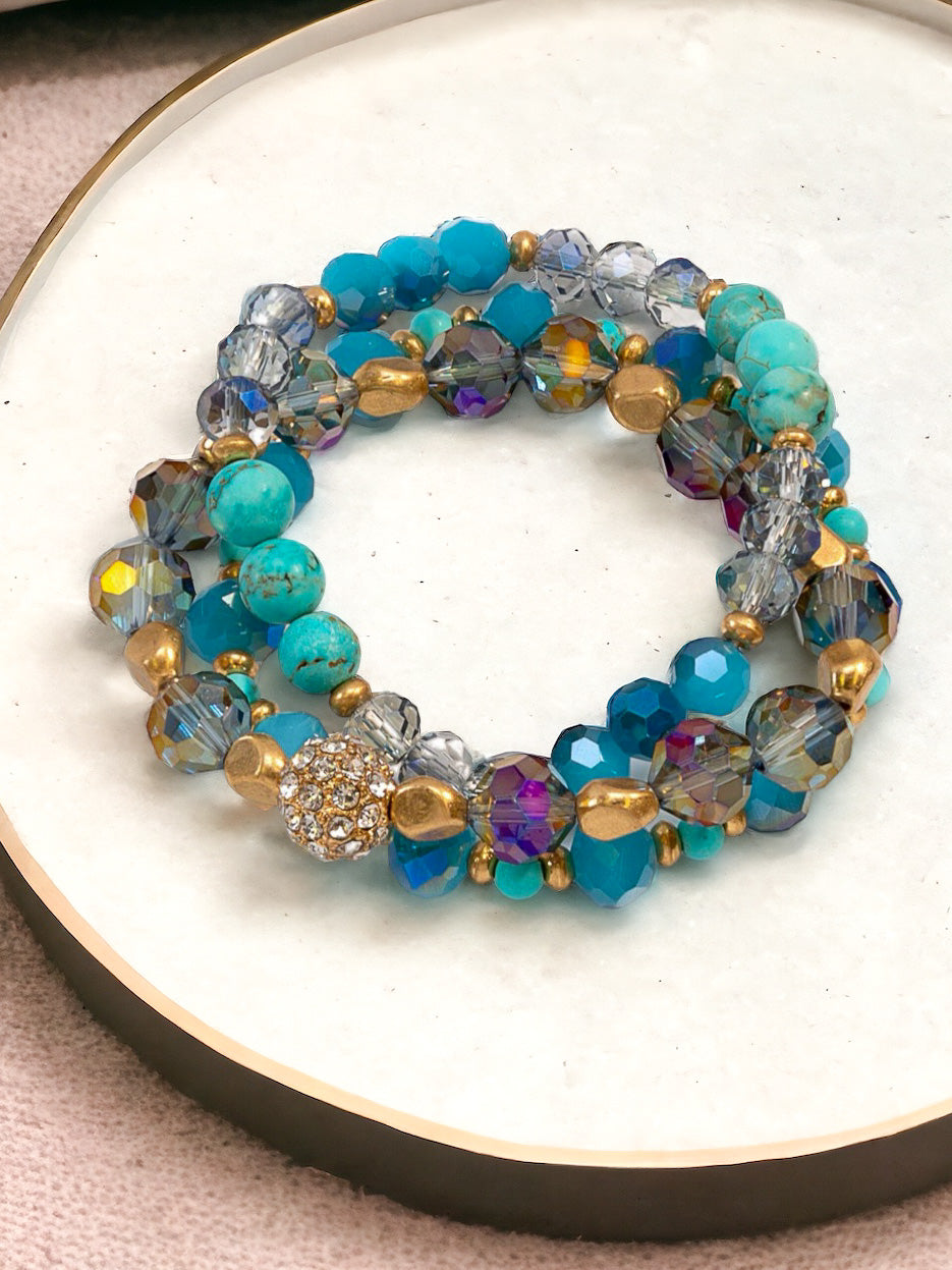 Walk Through Fire Bracelet Set, Teal