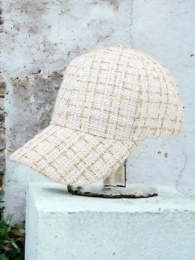 City Grid Hat, White & Gold