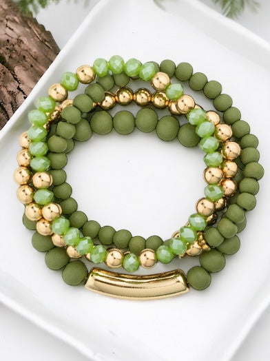 Enchanted Forest Bracelet Set, Olive