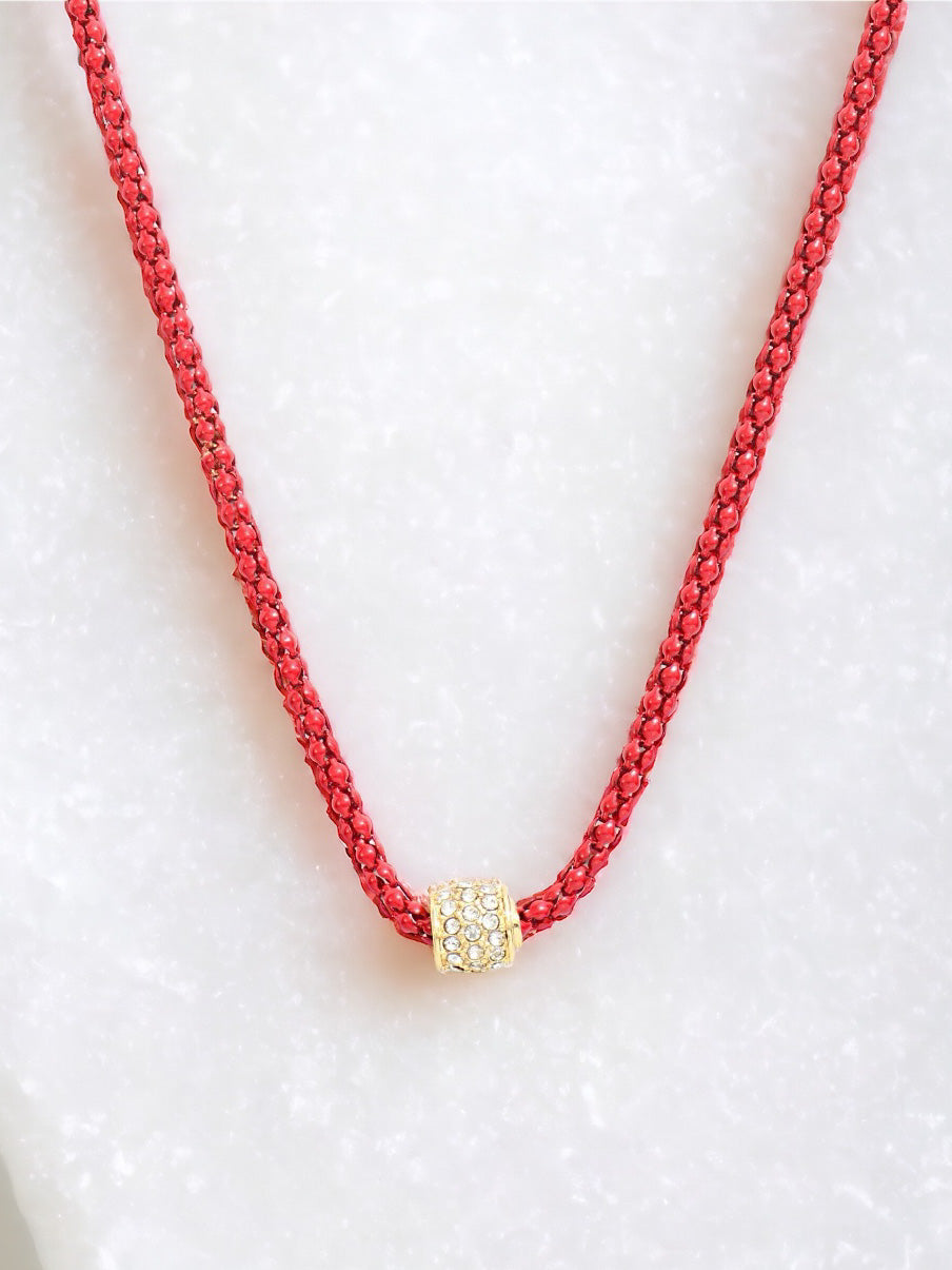 Sparkling Loop Necklace, Red