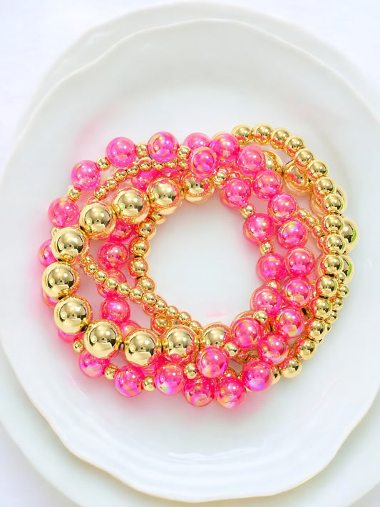 Bold Brilliance Bracelet Set, Hot Pink