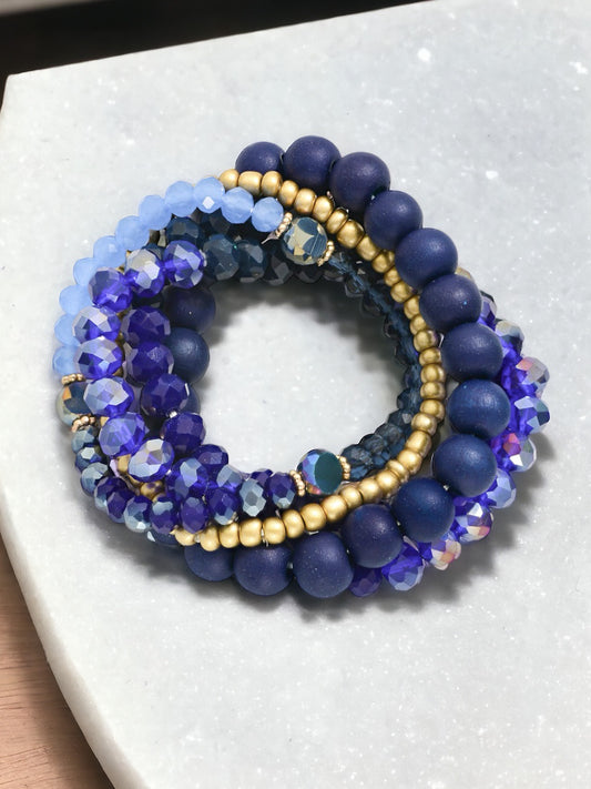 Moonlit Strands Bracelet Set, Navy