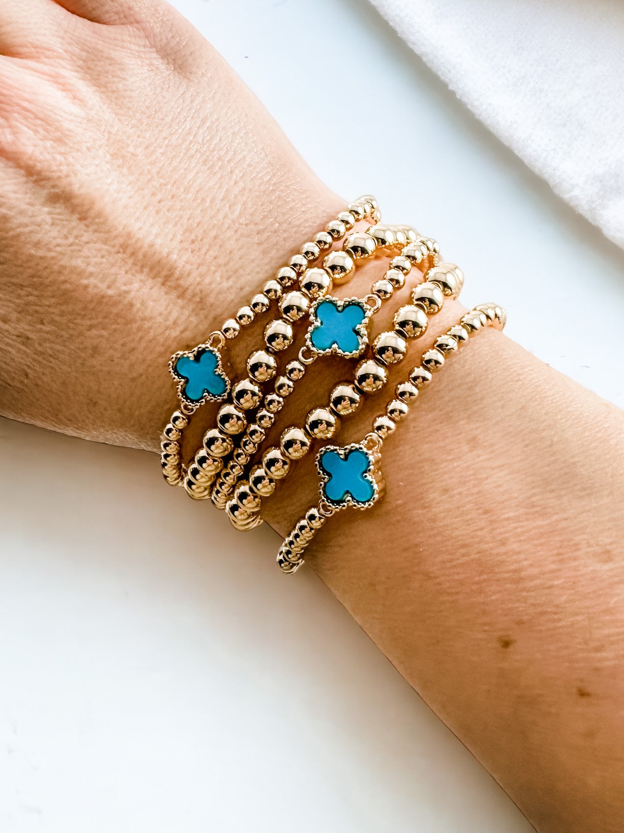 Gilded Knot Bracelet Set, Turquoise