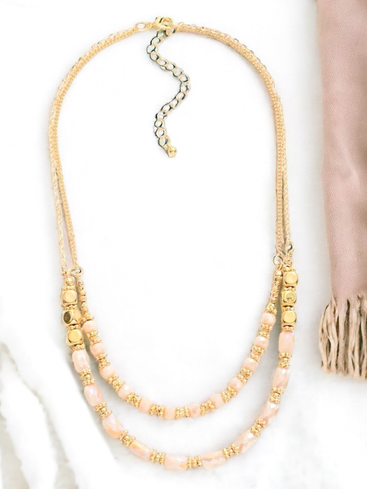 Golden Dusk Necklace, Blush