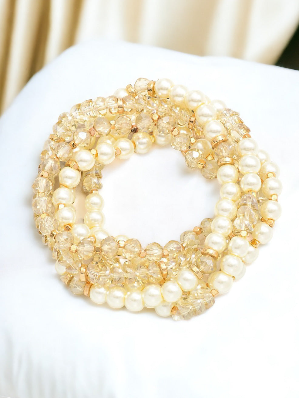 Ivory Shimmer Bracelet Set, Champagne