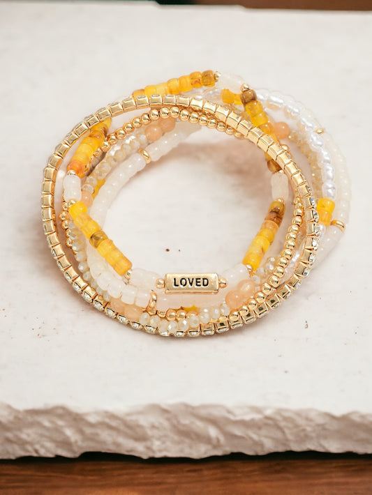 So Loved Bracelet Set, Mustard