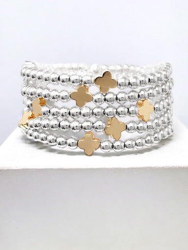 Starlight & Clover Bracelet Set, Silver