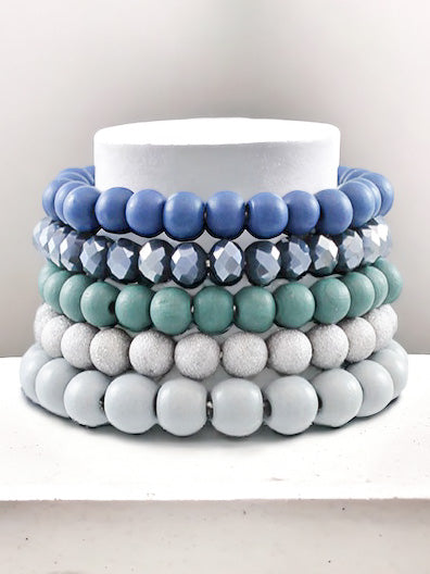 Woodland Whisper Bracelet Set, Blue & Gray